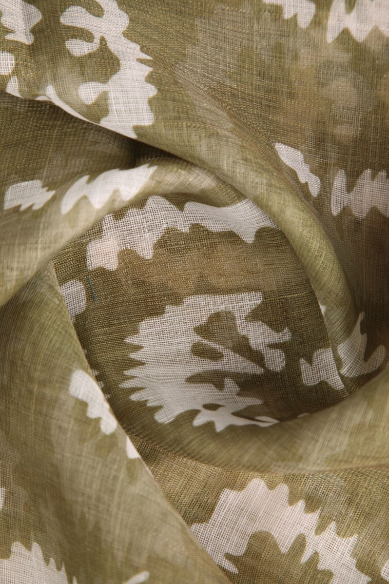 Sage Green Linen Saree with Without Zari Zari Pathik Motifs view 4