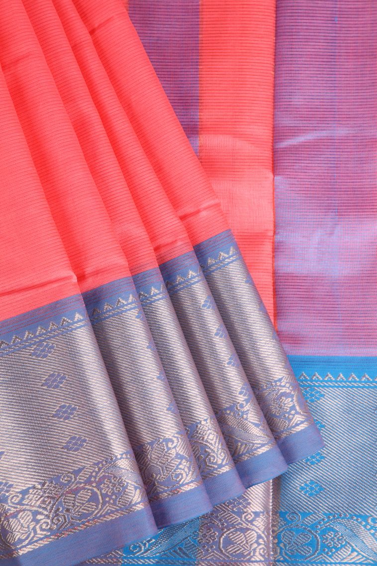 Rouge Pink Cotton Sarees with Gold Zari Plain view 1