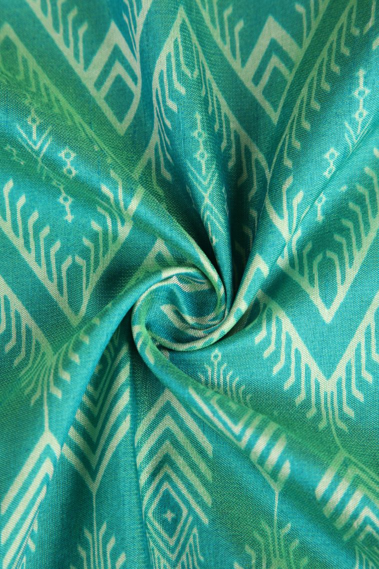 Mint Green Semi Tussar Silk with Gold Zari Pochamballi Pattern view 4