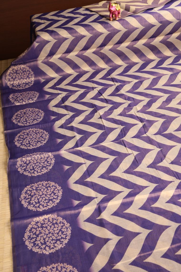 Mauve Purple Tissue Silk Sarees with Gold Zari Zig Zag Pattern view 2