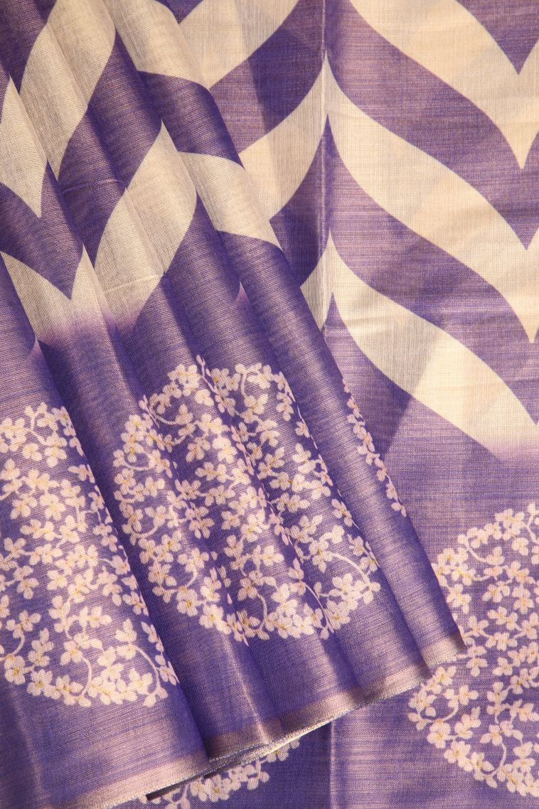 Mauve Purple Tissue Silk Sarees with Gold Zari Zig Zag Pattern view 1