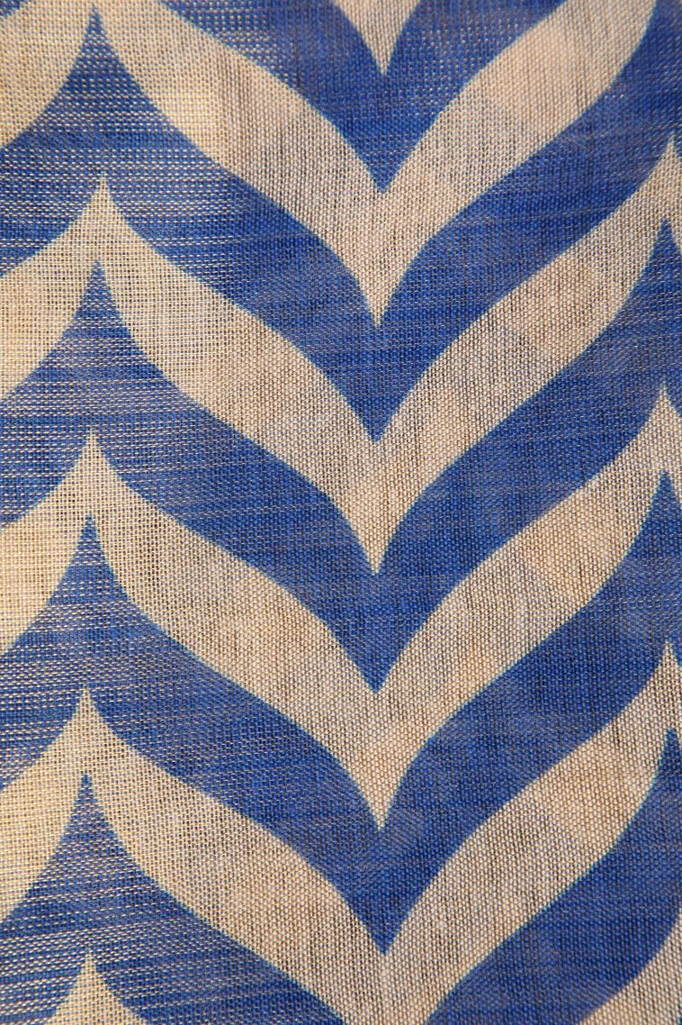 Azure Blue Tissue Silk Sarees with Gold Zari Zig Zag Pattern view 3