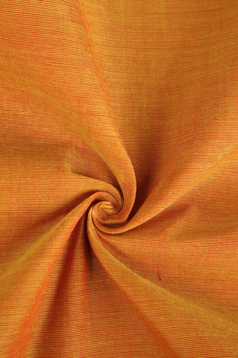 Honey Orange Chettinad Cotton Sarees with Gold Zari Plain view 4