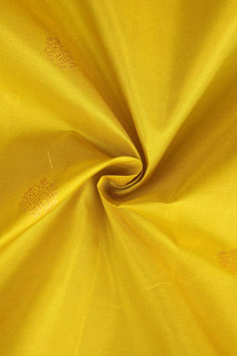 Lemon Yellow Soft Silk Saree with Gold Zari Floral Puttas view 4
