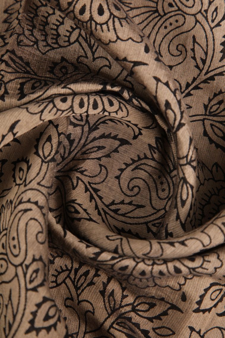 Vanilla Custard Yellow Chanderi Cotton Sarees with Gold Zari Floral Patterns view 4