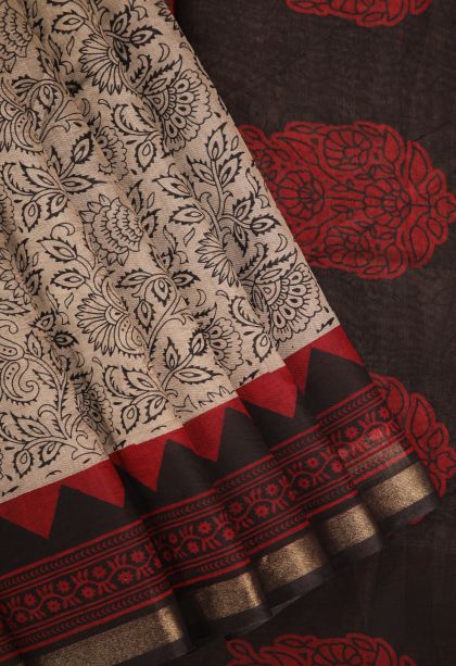 Vanilla Custard Yellow Chanderi Cotton Sarees with Gold Zari Floral Patterns