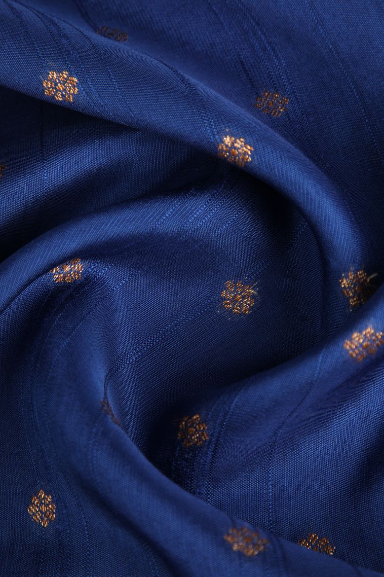 Cobalt Blue Banaras Sarees with Antic Zari Floral Puttas view 4
