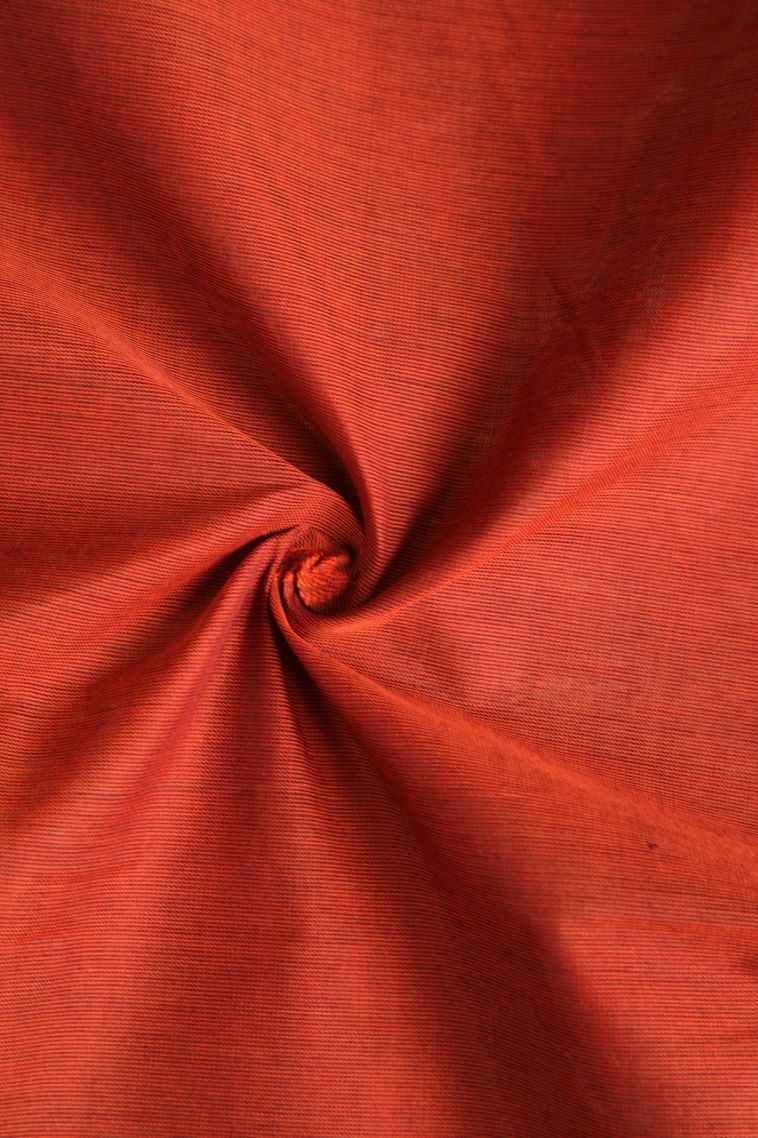 Dawn Red Chettinad Cotton Sarees with Gold Zari Buttis (small Dots Or Motifs) view 4