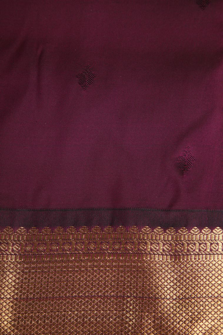 Cider Orange Soft Silk Saree with Gold Zari Floral Puttas view 3