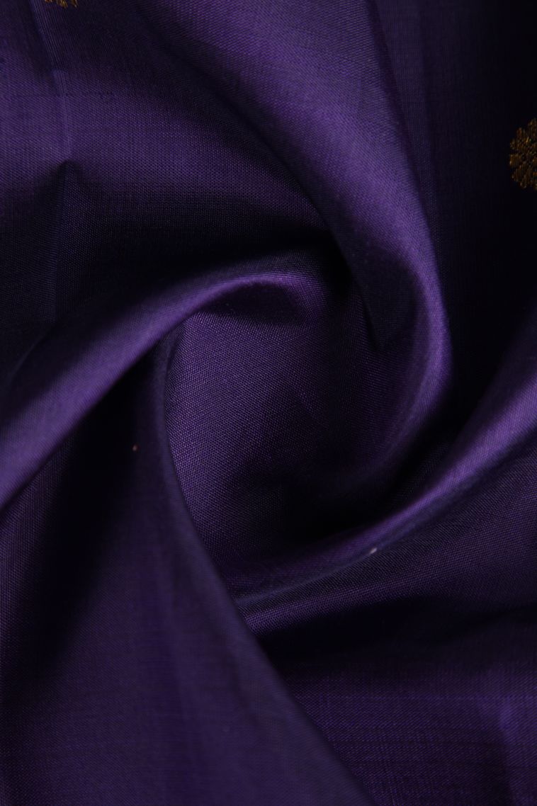 Berry Blue Kanchipuram Silk Sarees with Gold Zari Buttis (small Dots Or Motifs) view 4