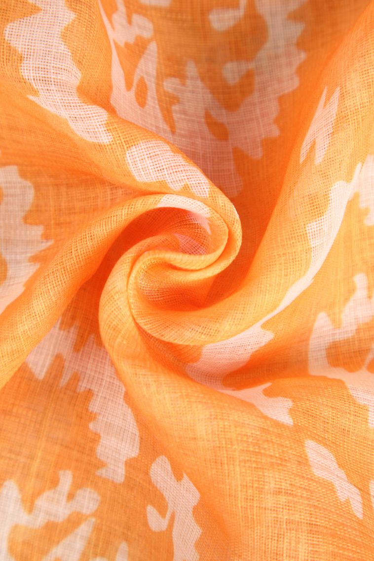 Apricot Orange Linen Saree with Without Zari Zari Pathik Motifs view 4