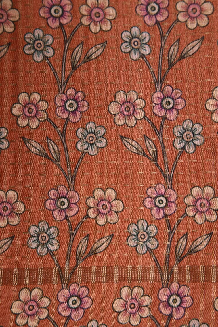 Vanilla Custard Yellow Semi Tussar Silk with Gold Zari Peacock And Animal view 3