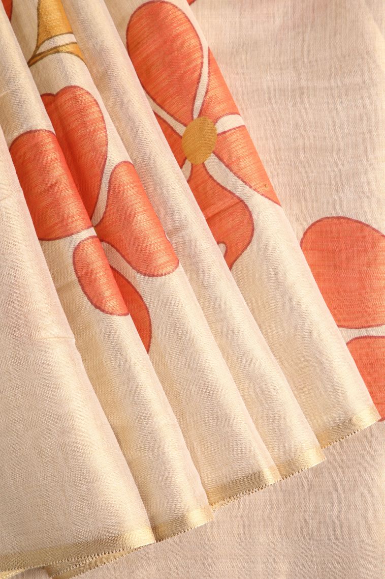 Vanilla Custard Yellow Tissue Silk Sarees with Gold Zari Floral Puttas view 1