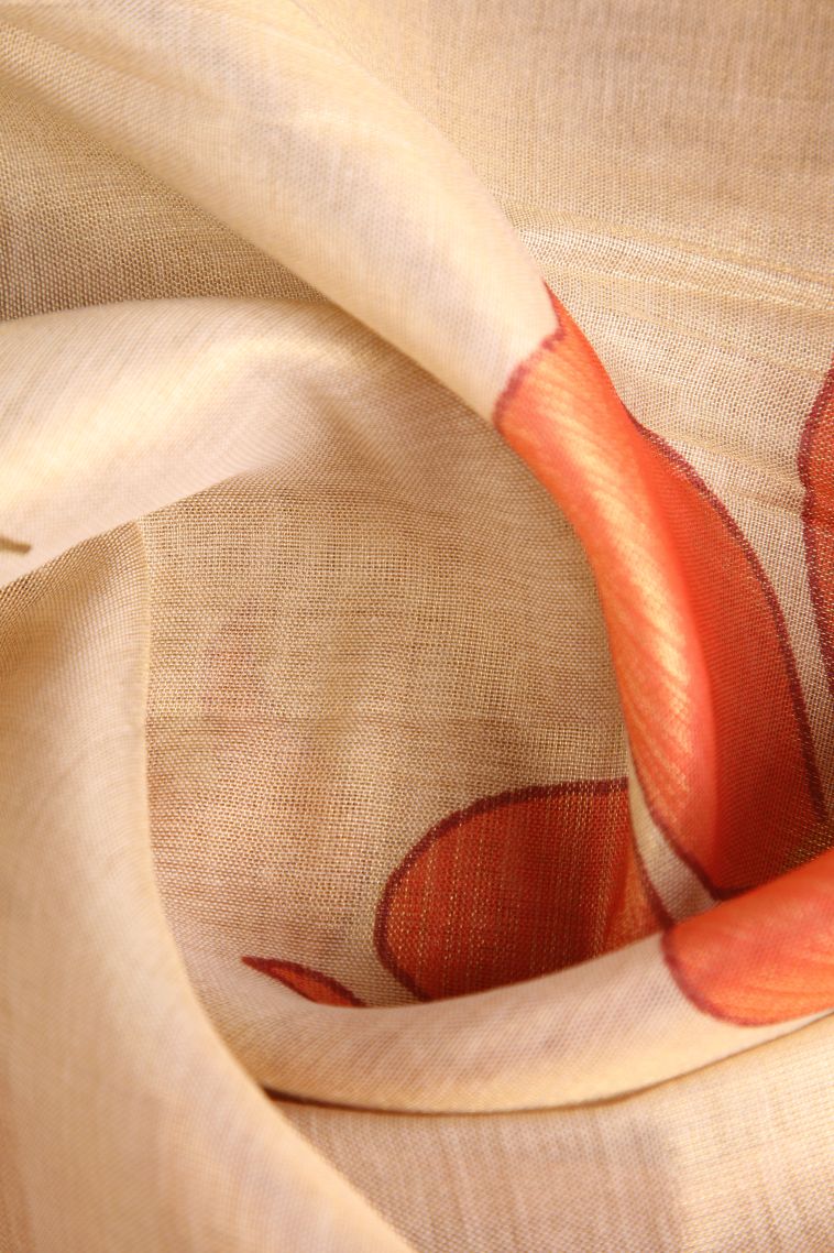 Vanilla Custard Yellow Tissue Silk Sarees with Gold Zari Floral Puttas view 4