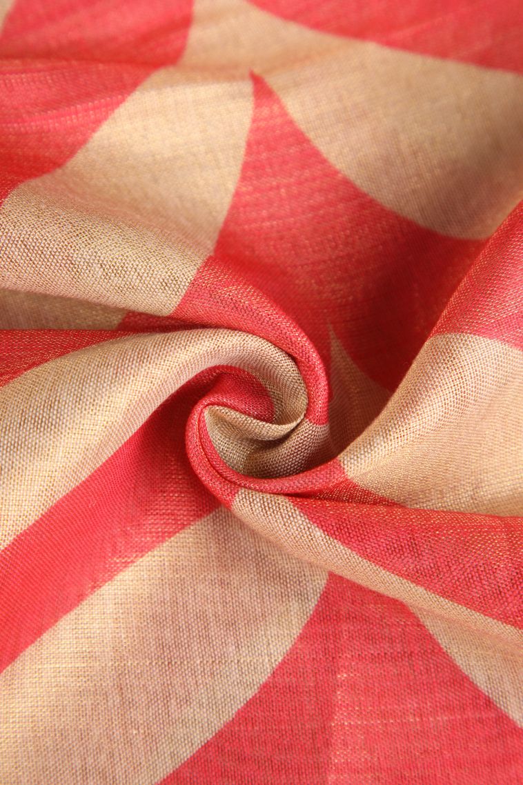 Punch Pink Tissue Silk Sarees with Gold Zari Zig Zag Pattern view 4