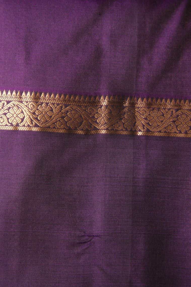 Blush Pink Soft Silk Saree with Gold Zari Floral Puttas view 3