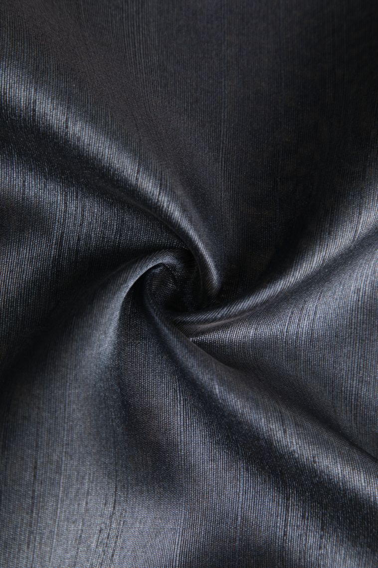 Eel Black Semi Tussar Silk with Gold Zari Plain view 4
