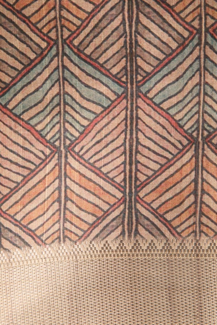 Eel Black Semi Tussar Silk with Gold Zari Plain view 3