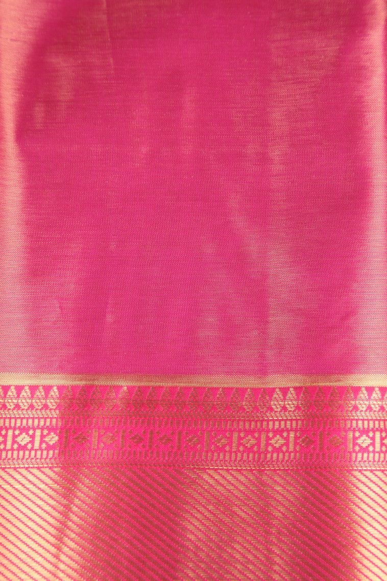 Sepia Yellow Visiri Madippu Silk Sarees with Copper Zari Floral Patterns view 3