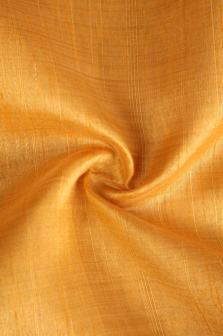 Macaroon Yellow Semi Tussar Silk with Gold Zari Puttas view 4
