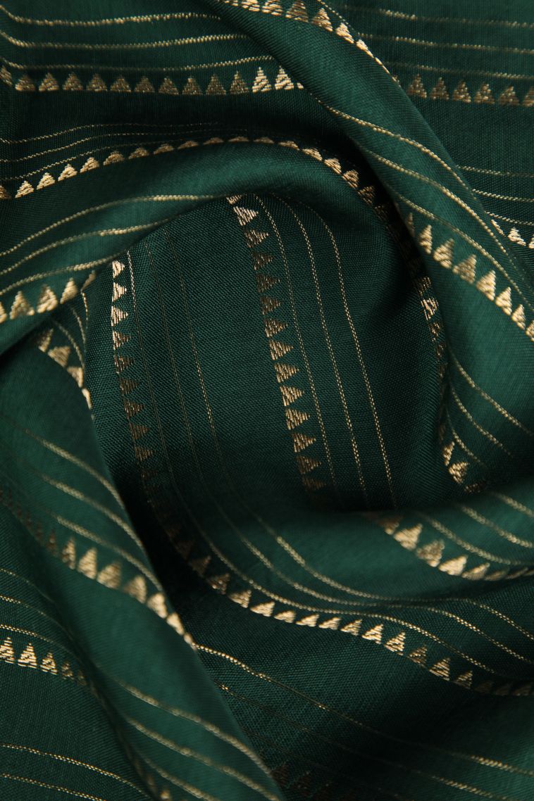 Pine Green Fancy Saree with Gold Zari Temple Pattern view 4