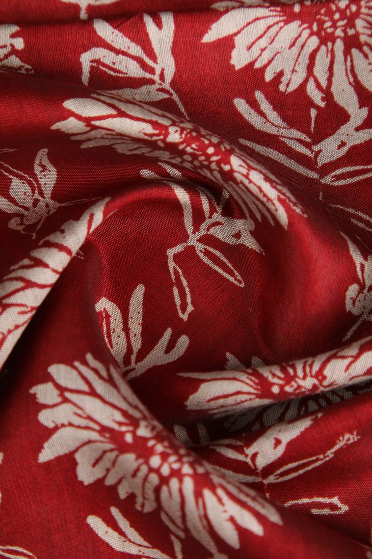 Crimson Red Fancy Saree with Gold Zari Floral Patterns view 4