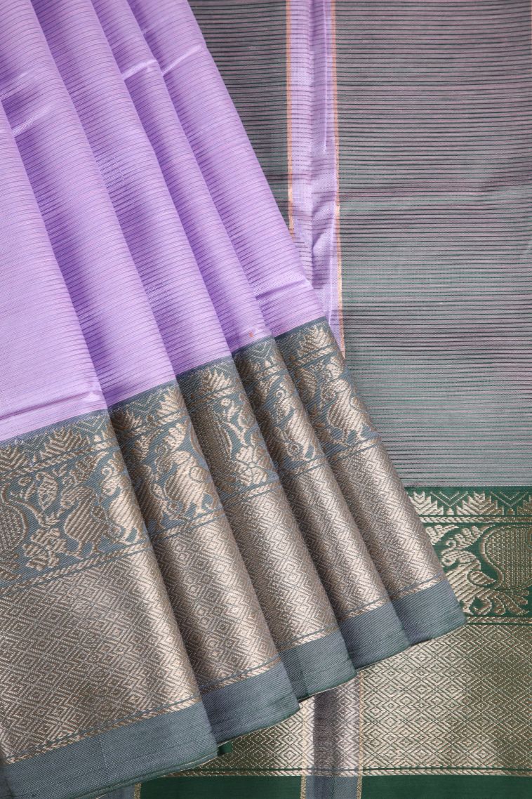 Periwinkle Purple Cotton Sarees with Gold Zari Plain view 1