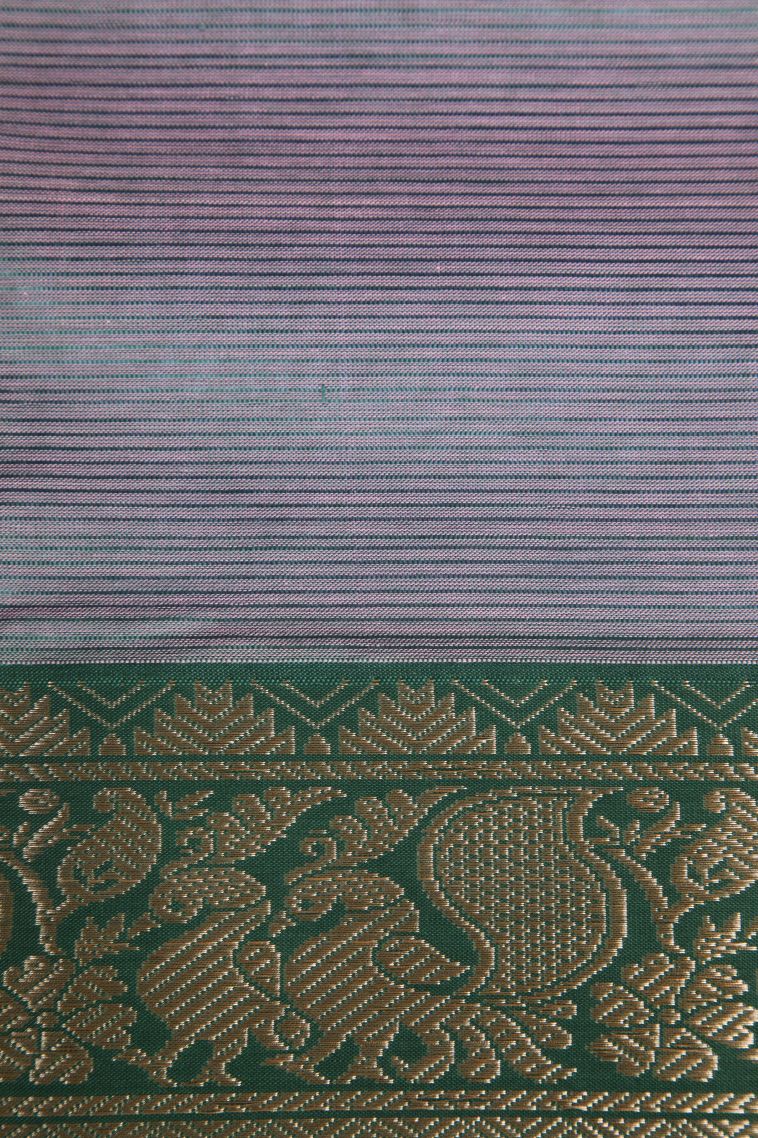 Periwinkle Purple Cotton Sarees with Gold Zari Plain view 3