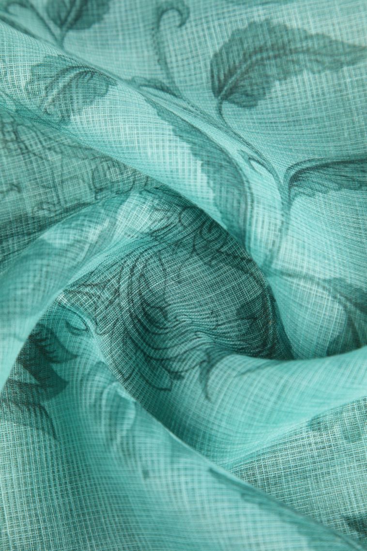 Sky Blue Manipuri Cotton Sarees with Without Zari Zari Floral Patterns view 4