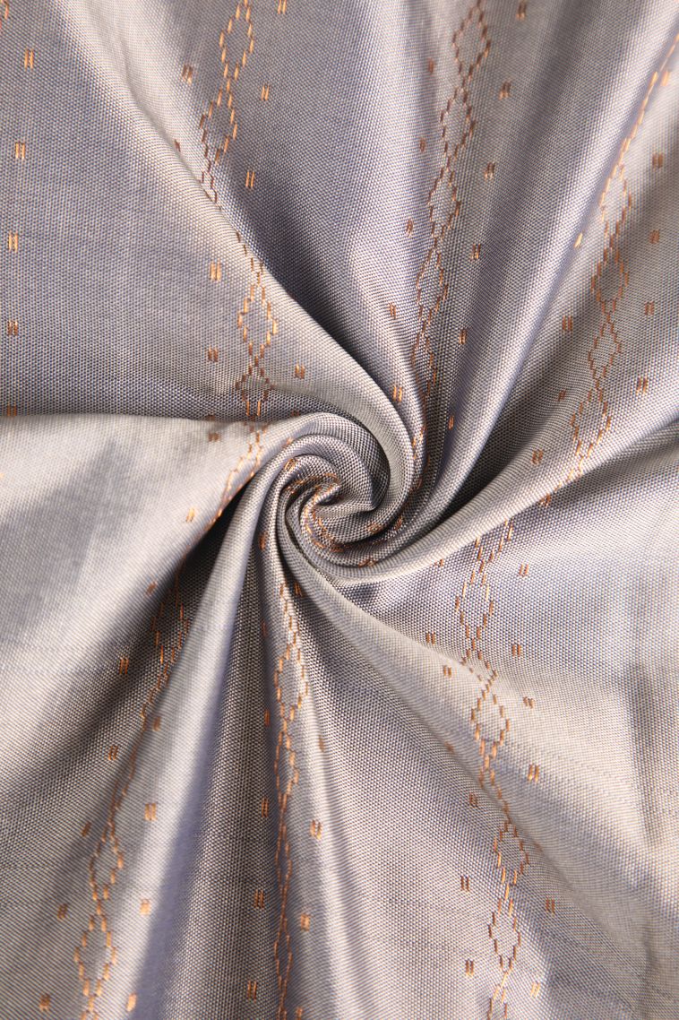 Gray Black Visiri Madippu Silk Sarees with Gold Zari Geometric Shapes view 4