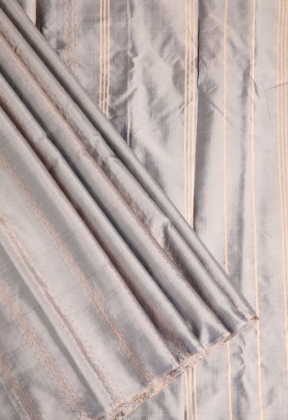 Gray Black Visiri Madippu Silk Sarees with Gold Zari Geometric Shapes