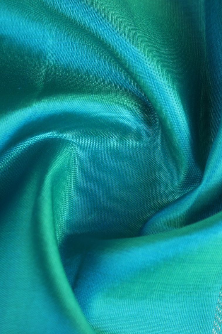 Sapphire Blue Soft Silk Saree with Gold Zari Stripes view 4