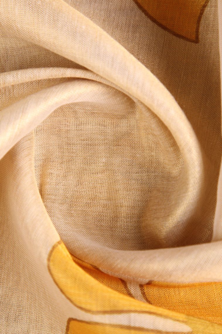 Lemon Yellow Kora Muslin Saree with Gold Zari Floral Puttas view 4