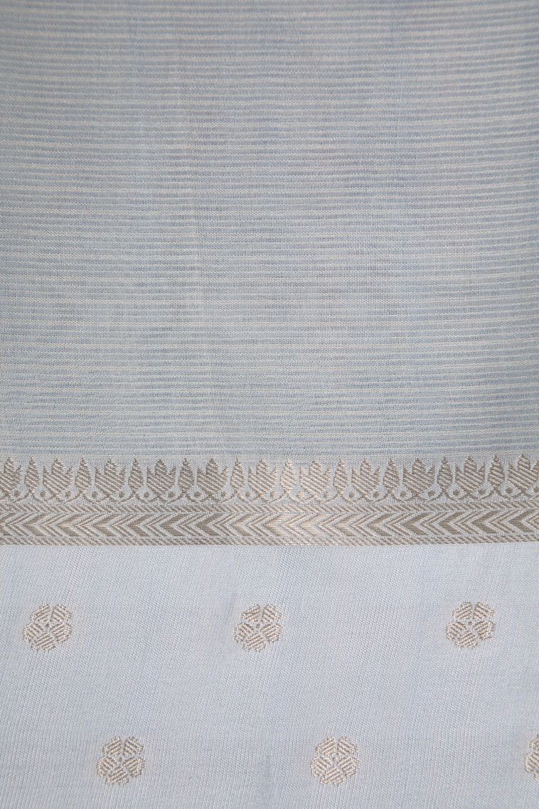 Vanilla Custard Yellow Manipuri Cotton Sarees with Silver Zari Floral Patterns view 3