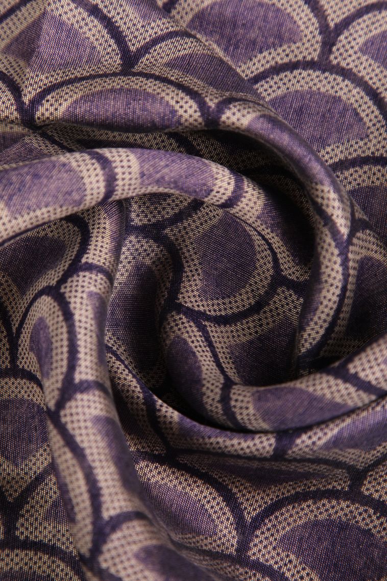 Mauve Purple Chanderi Cotton Sarees with Gold Zari Geometric Shapes view 4