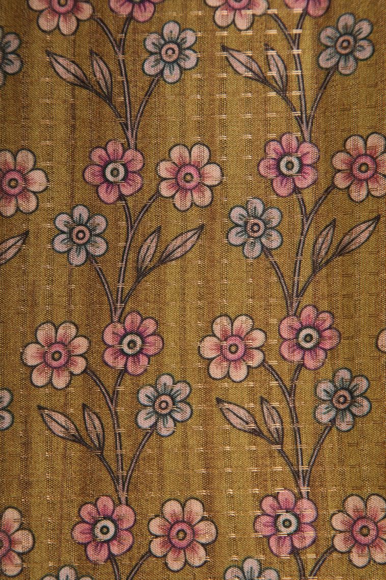 Linen White Semi Tussar Silk with Gold Zari Peacock And Animal view 3