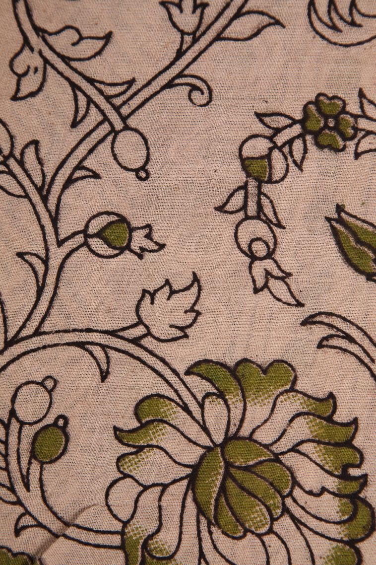 Jam  Red Kalamkari with Without Zari Zari Kolam Pattern view 3