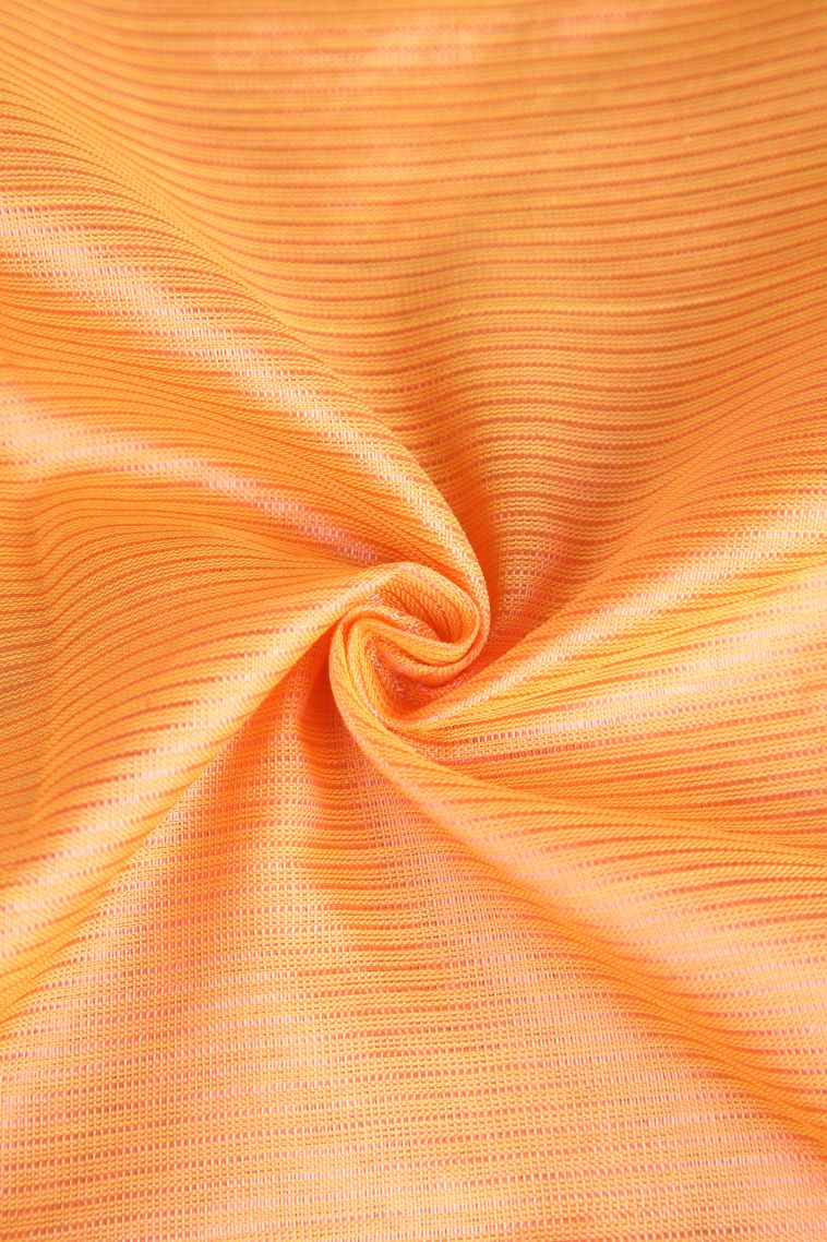 Tangerine Orange Cotton Sarees with Gold Zari Plain view 4