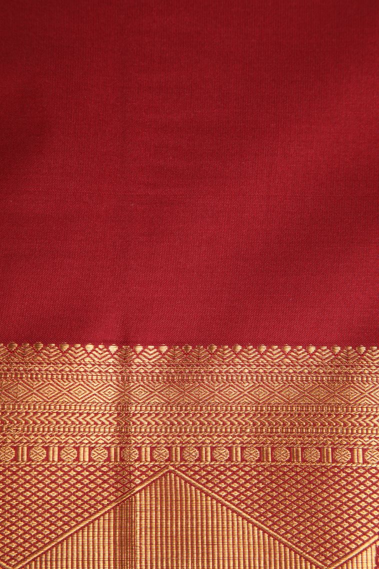 Dawn Red Soft Silk Saree with Gold Zari Floral Puttas view 3