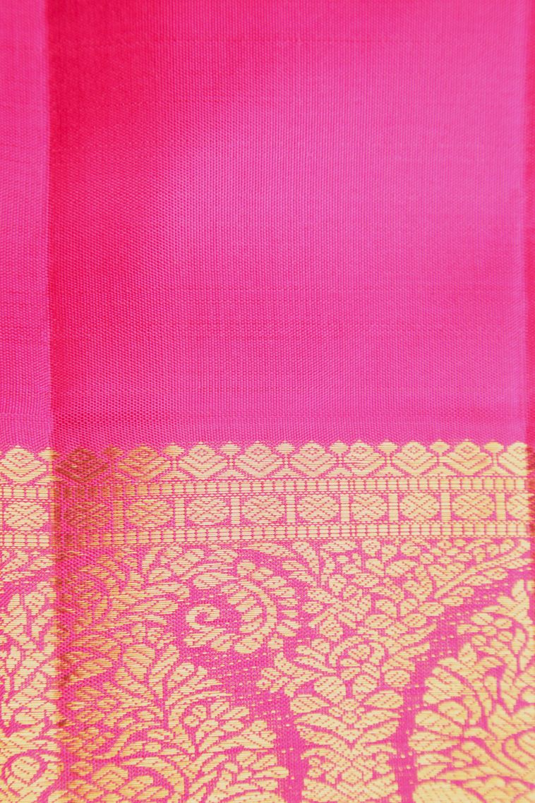 Cream White Kanchipuram Silk Sarees with Gold Zari Puttas view 3