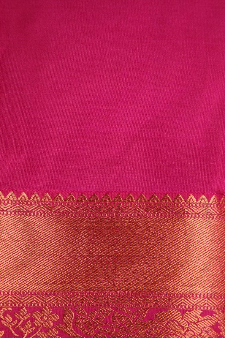 Daffane Blue Visiri Madippu Silk Sarees with Copper Zari Floral Puttas view 3