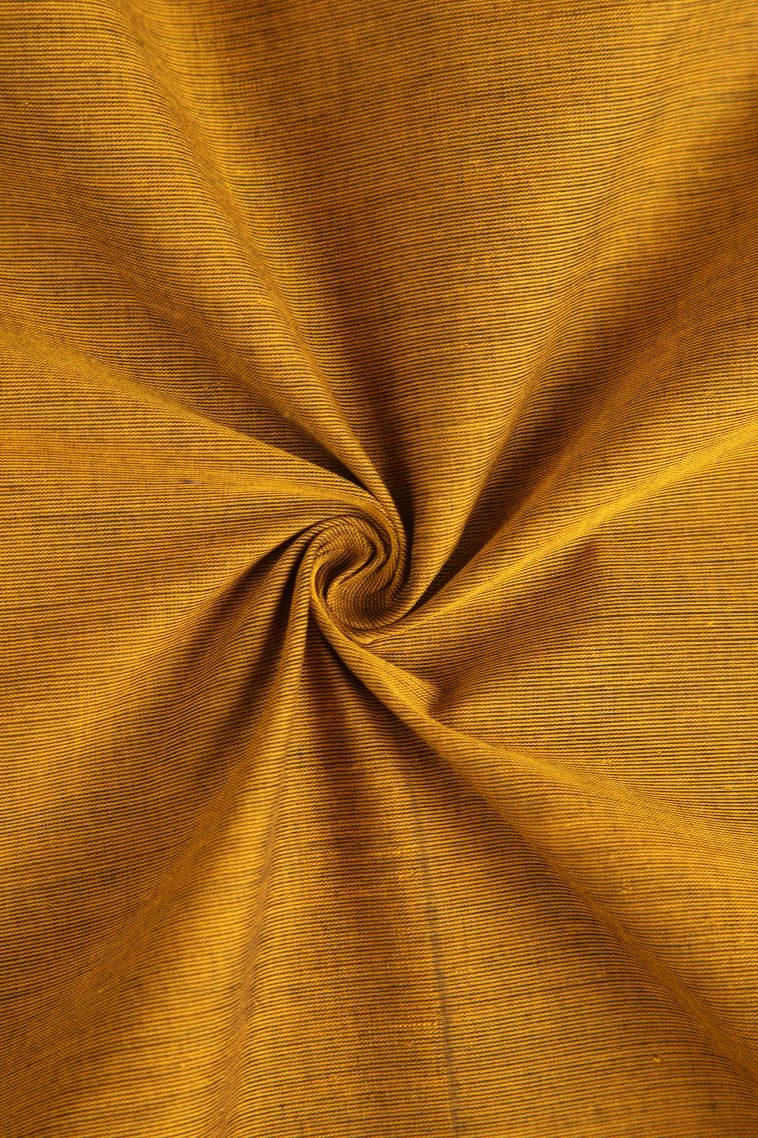 Mango Yello Chettinad Cotton Sarees with Gold Zari Plain view 4