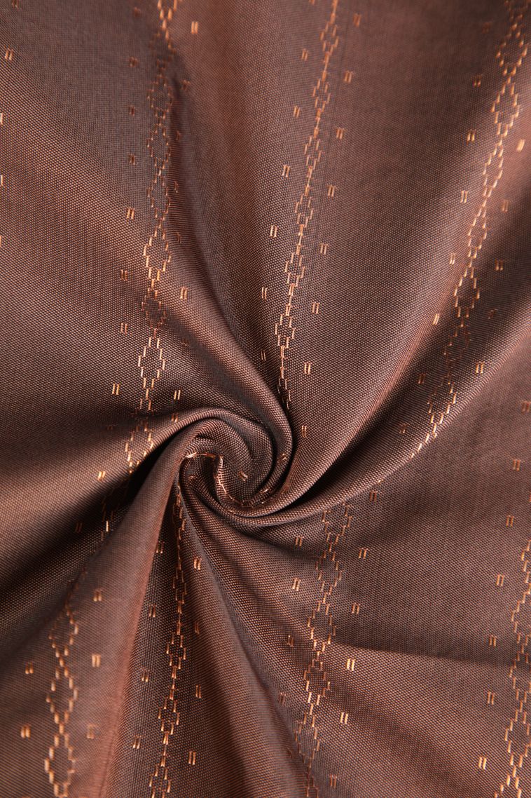 Caramel Brown Visiri Madippu Silk Sarees with Gold Zari Geometric Shapes view 4
