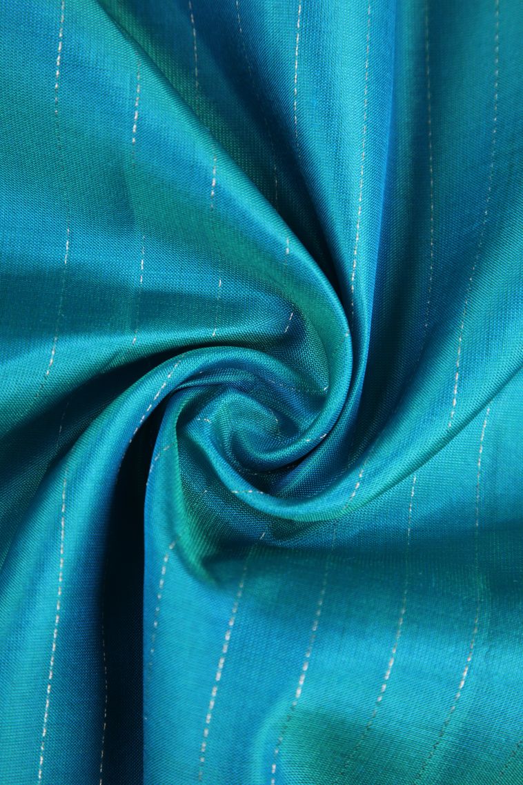 Cerulean Blue Soft Silk Saree with Gold Zari Peacock Motifs view 4