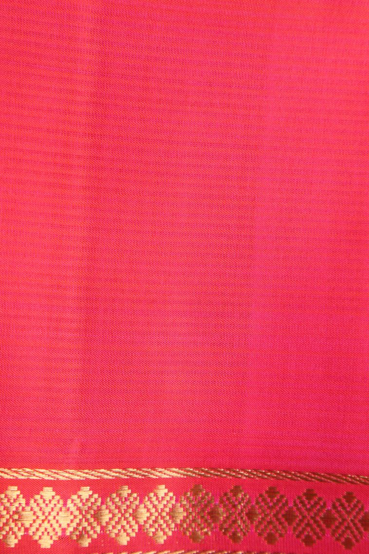 Sandstone Orange Soft Silk Saree with Gold Zari Floral Puttas view 3