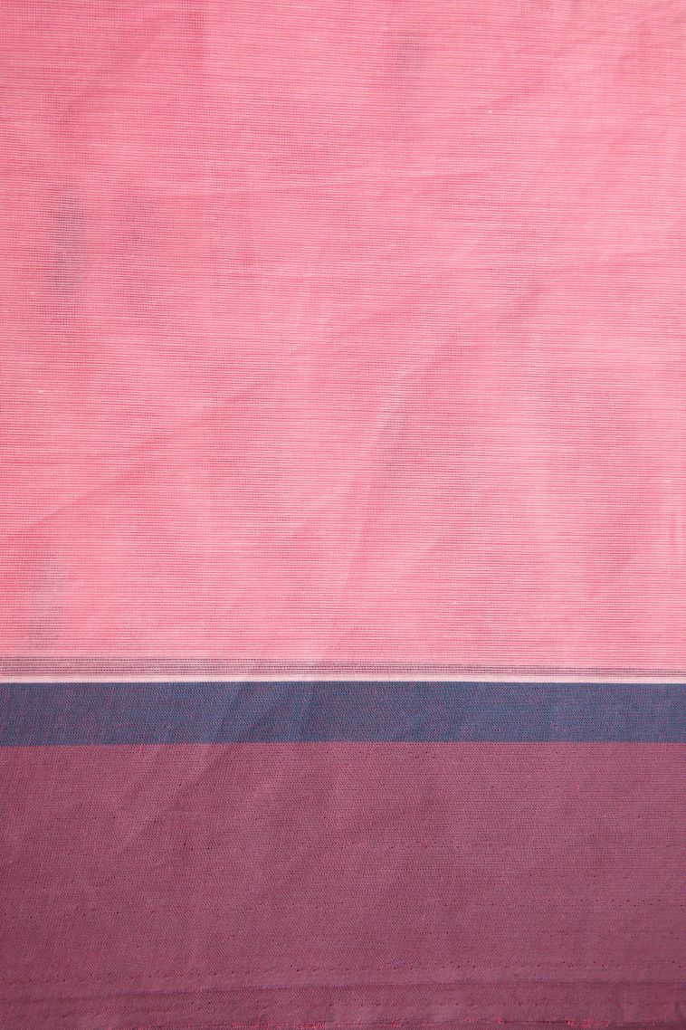 Rose Pink Kovai Cotton Sarees with Without Zari Zari Floral Puttas view 3