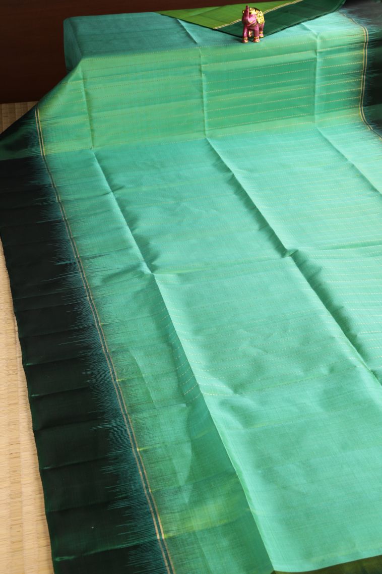 Lime Green Soft Silk Saree with Gold Zari Vaira Oosi view 2