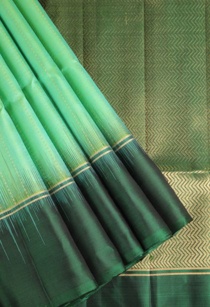 Lime Green Soft Silk Saree with Gold Zari Vaira Oosi