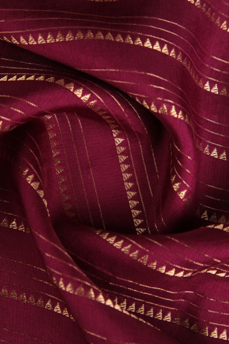 Magenta Purple Fancy Saree with Gold Zari Temple Pattern view 4