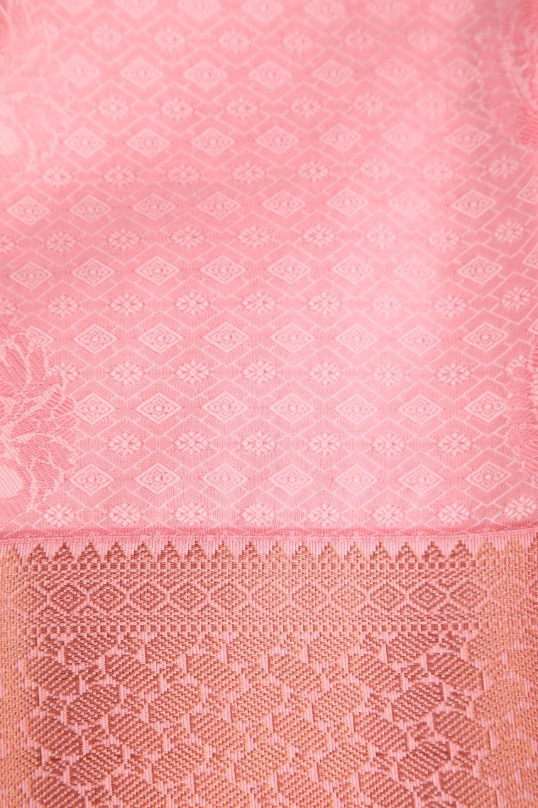 Pistachio Green Visiri Madippu Silk Sarees with Copper Zari Floral Patterns view 3